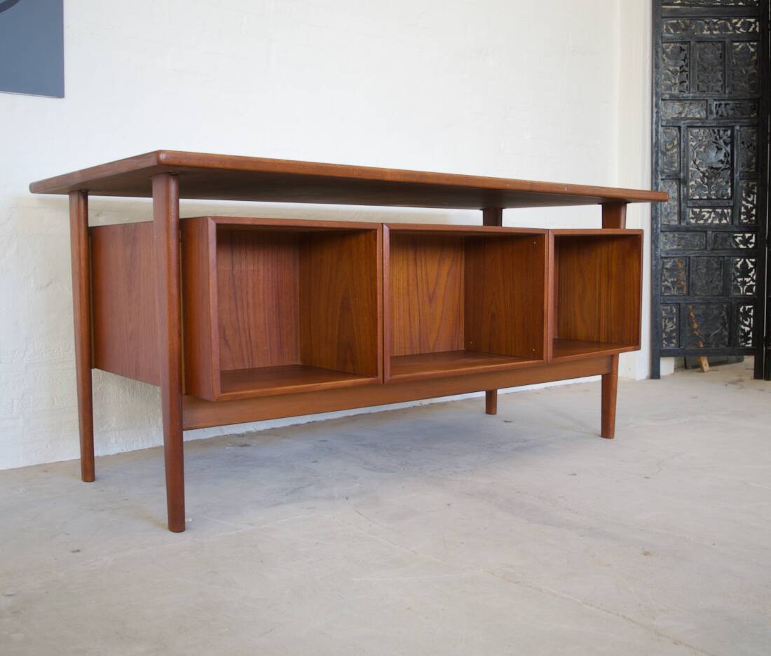 FM60 Executive Desk in Teak by Kai Kristiansen for Feldballes Møbelfabrik, 1960s