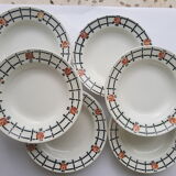 Set of 6 old St Amandinoise St Amand vintage soup plates