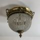 Ceiling light basket old 19th brass and faceted glass beads