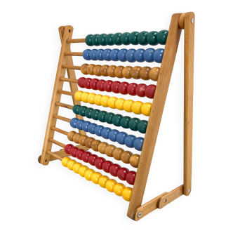 1970s Wooden Foldable School Abacus, Czechoslovakia