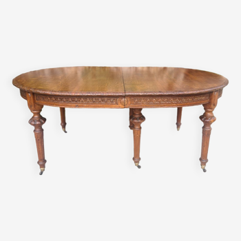 Oval table in solid oak style Napoleon III