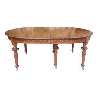 Oval table in solid oak style Napoleon III