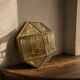 Geometric wall light in brass and glass, 1980s.