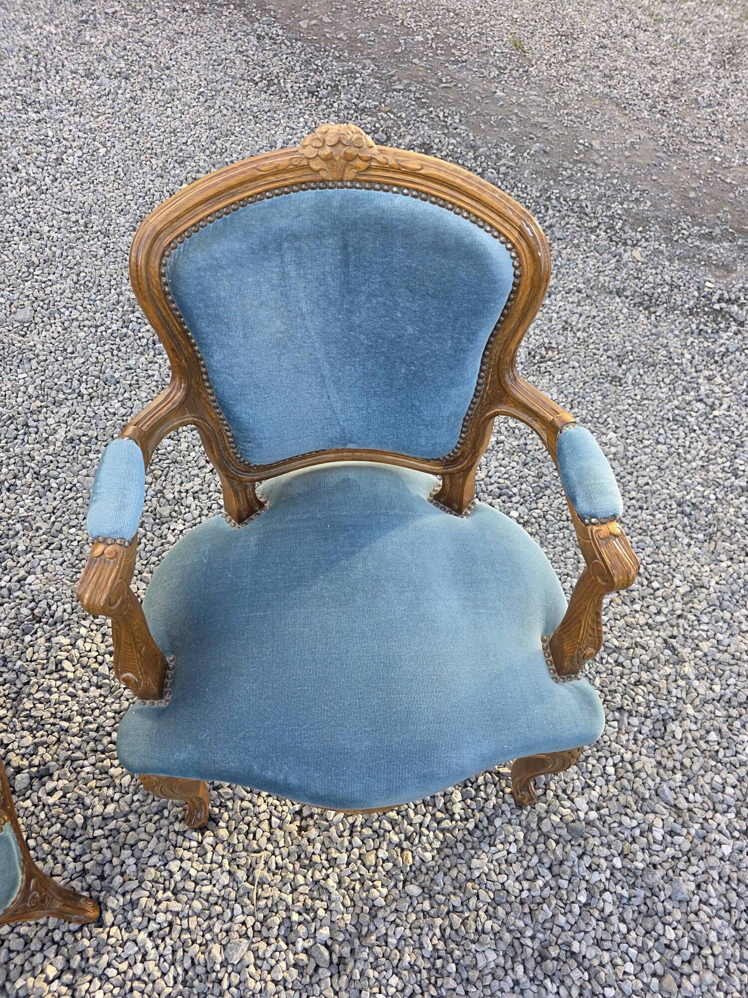Pair of Louis XV style cabriolet armchairs