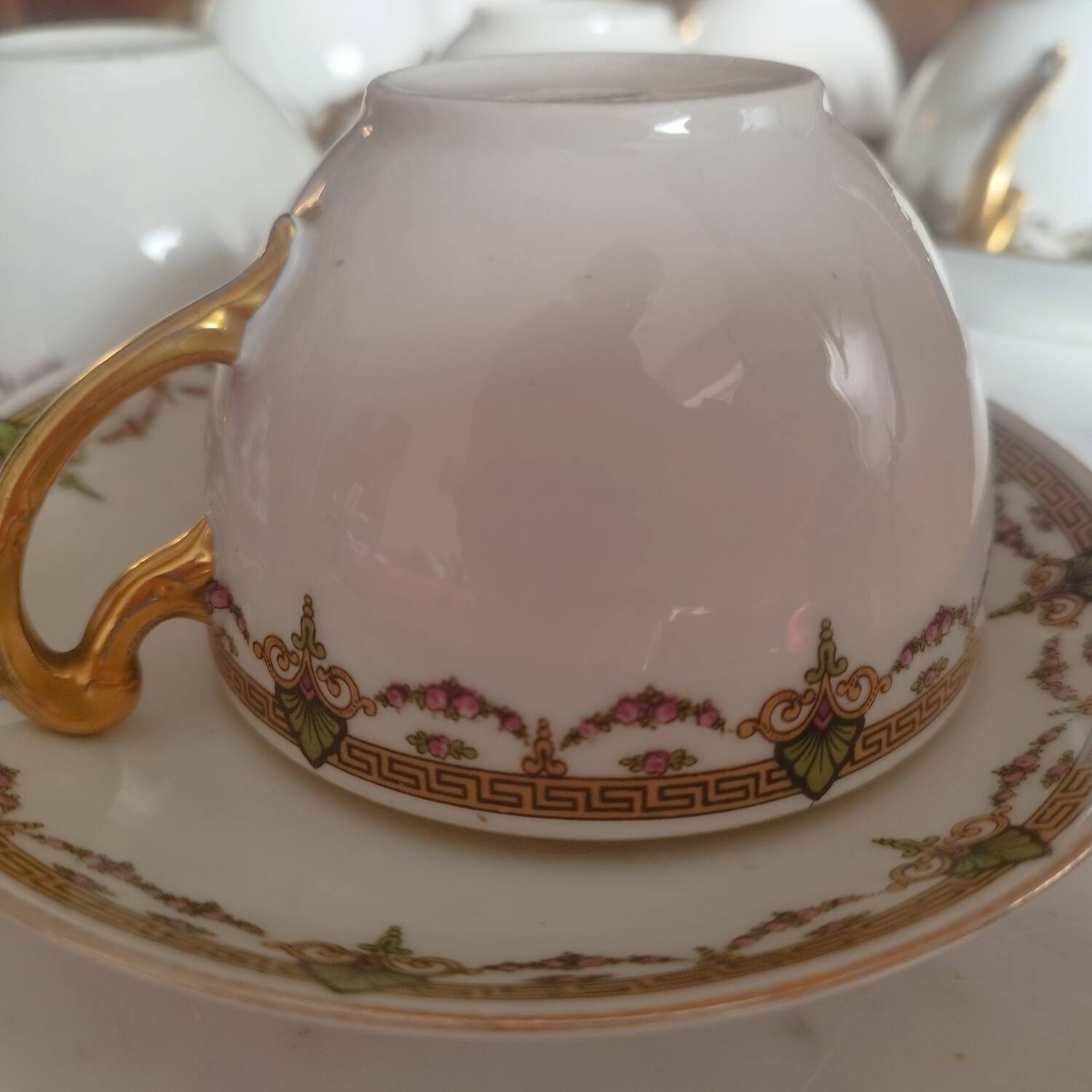 8 Art Deco Sigismond Maas cups Limoges porcelain