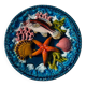 Barbotine plate with marine relief decoration