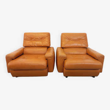 Paire de fauteuils lounge vintage en cuir des années 60 70