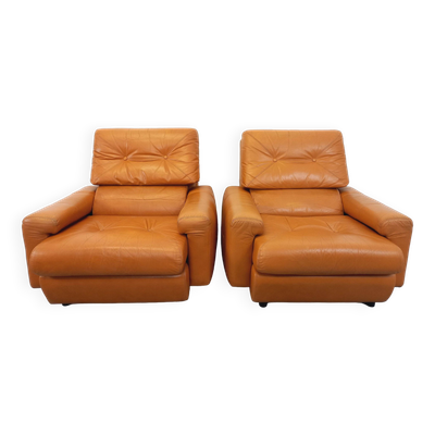 Paire de fauteuils lounge vintage en cuir des années 60 70
