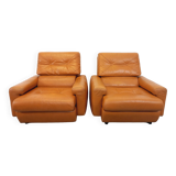 Paire de fauteuils lounge vintage en cuir des années 60 70