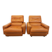 Paire de fauteuils lounge vintage en cuir des années 60 70