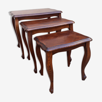 Louis XV style trundle tables in oak top parquet of Versailles