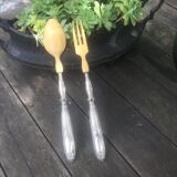 Silver and ivory salad cutlery in early 20th century