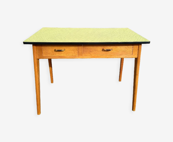 Bureau vintage 1960 simili jaune et noir