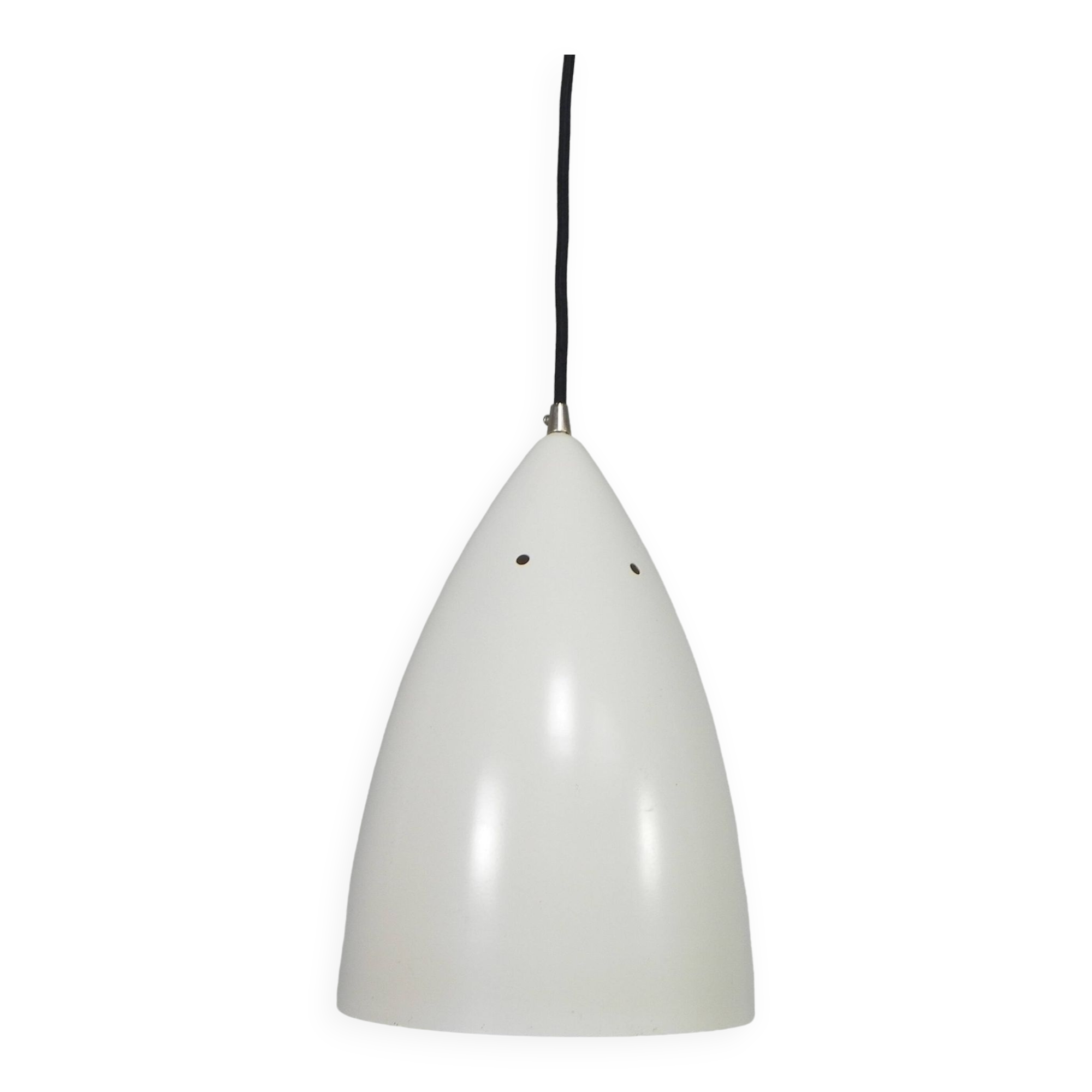 Vintage hanging lamp, aluminum shade, with new wire