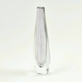 Mid Century Scandinavian Striped Glass Vase, V. Lindstrand for Kosta, 1950s
