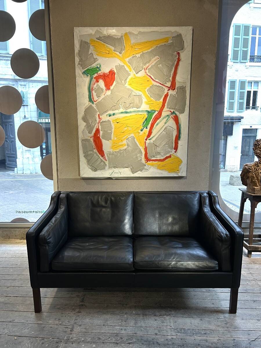 Borge Mogensen - 2-seater black leather sofa