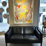 Borge Mogensen - 2-seater black leather sofa
