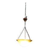 1970s vintage yellow speckled glass suspension – retro chain chandelier