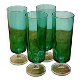 4 flûtes à champagne Luminarc Cavalier vertes vintage années 70