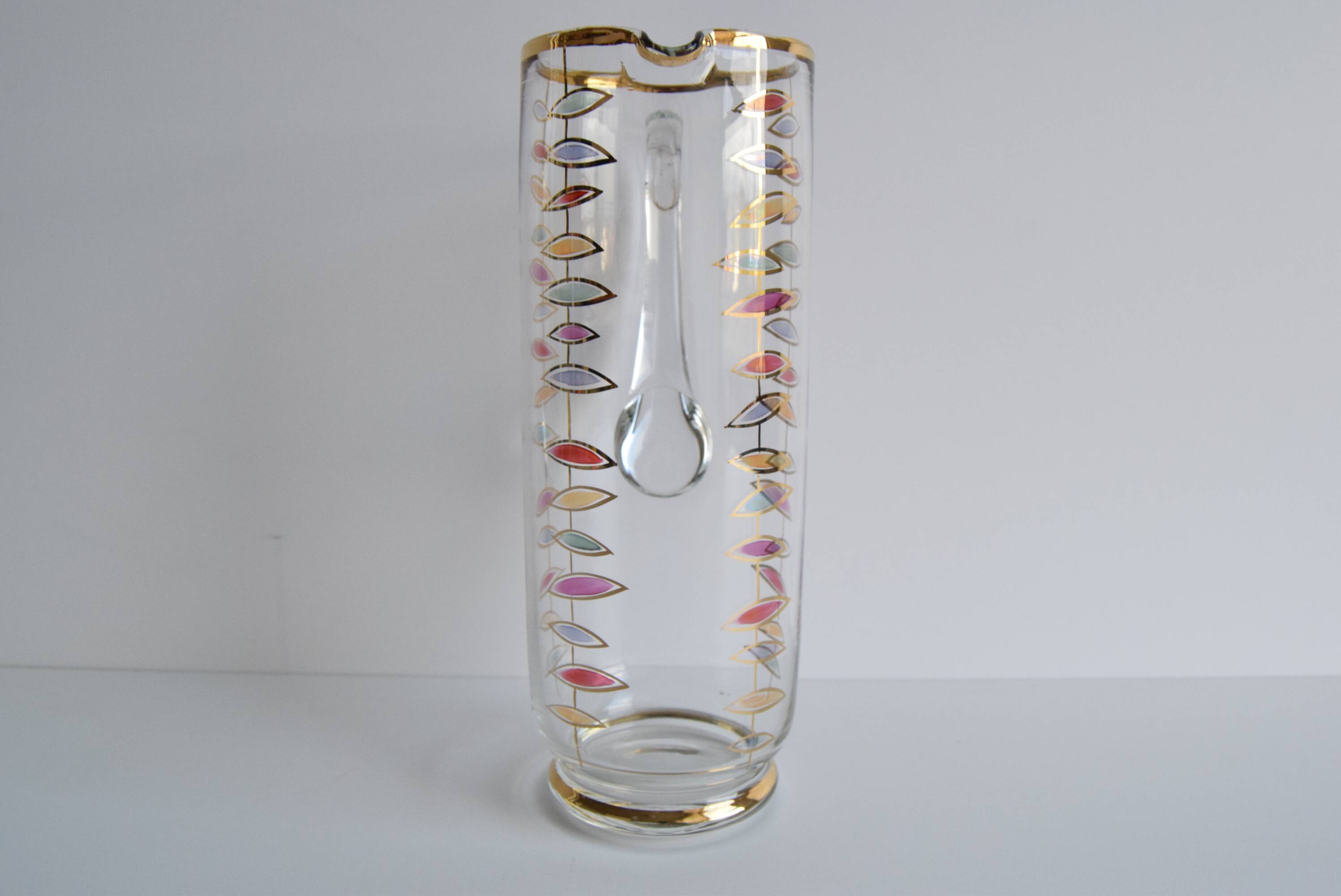 Vintage glass jug, Bohemia Glass, 1960's.