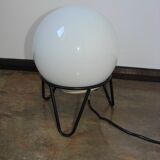 Vintage globe lamp – 1980s, frosted glass, metal frame, E27