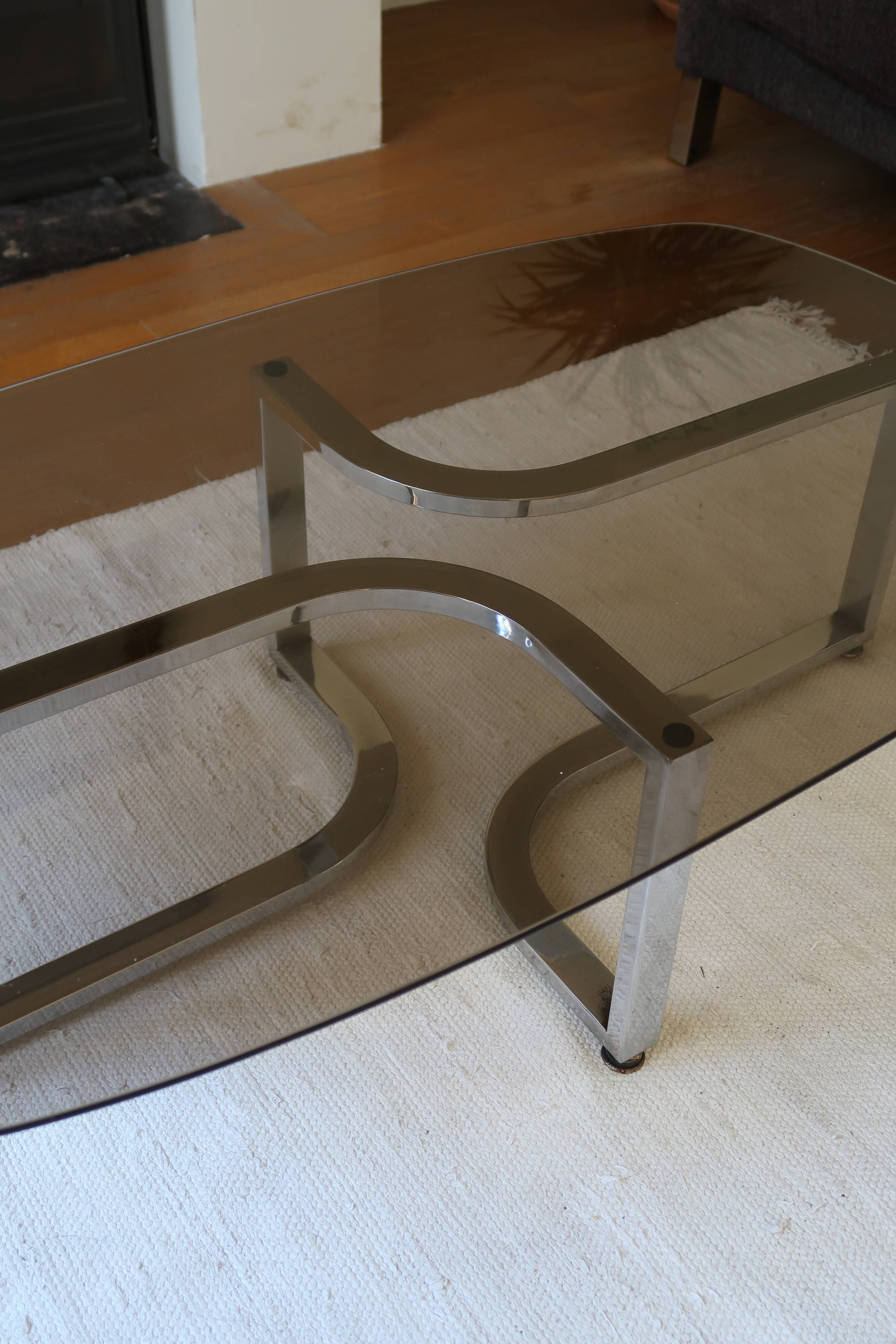 Table basse verre fumé 70's
