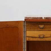 Pair of Art Deco nightstands in oak with marble top, France ca. 1925
