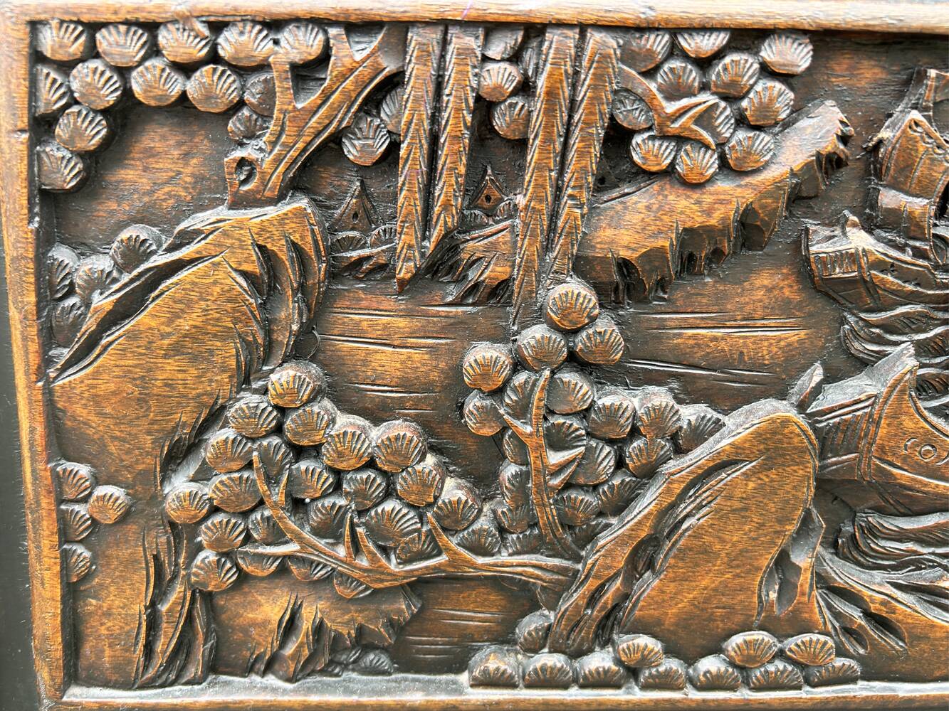 Large Chinese carved camphor wood chest from the 20s/30s