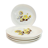 X8 assiettes floral mario  et jaune années 70 sovirel-vintage-cuisine-retri
