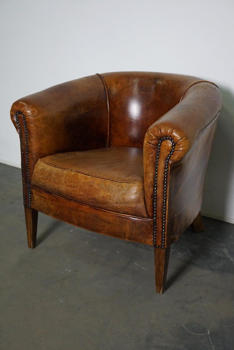 Vintage club chair in cognac leather Netherlands