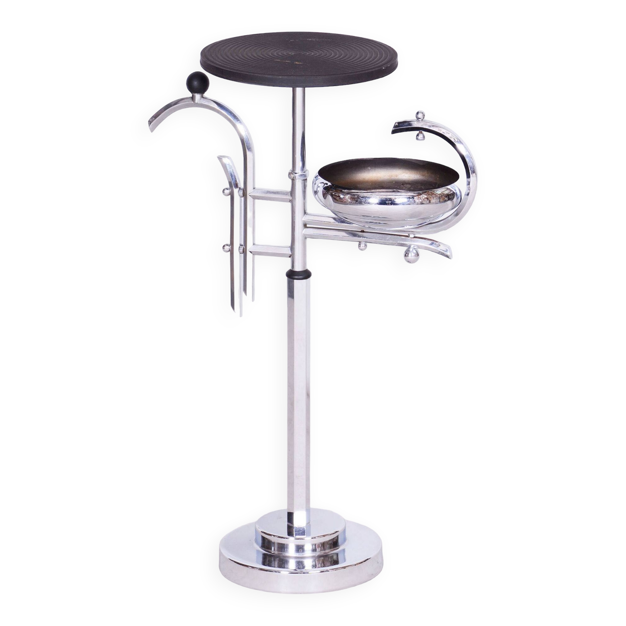Restored Bauhaus Small Table, Unusual Design, Chrome, Bakelit, Germany, 1930s