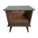 Renovated vintage bedside table in wood, with tapered legs – Matt green & gold background