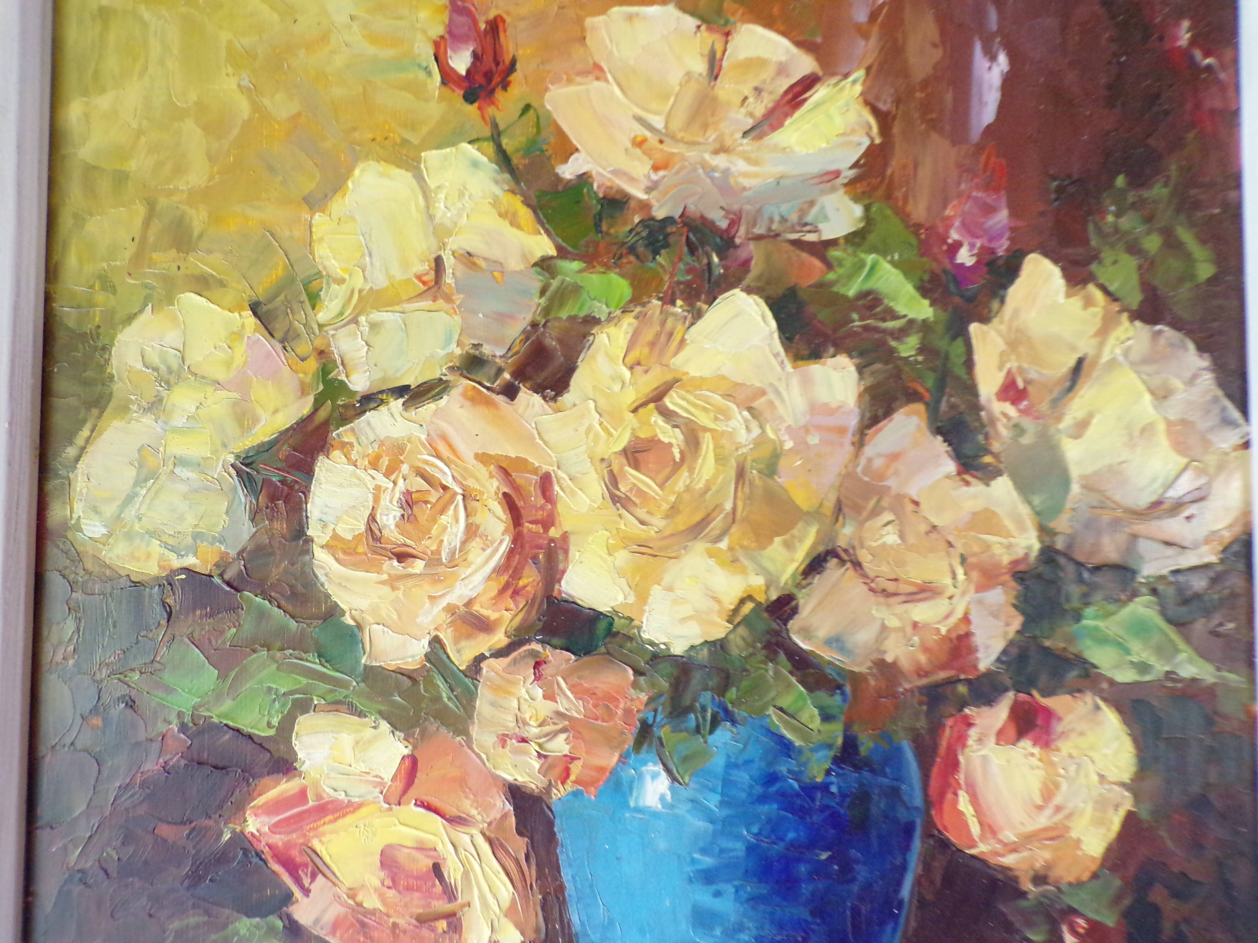 Tableau peinture bouquet de fleurs signé André Giroldi