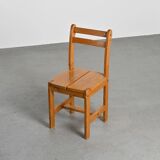 Set of 4 solid pine chairs, France circa 1970
