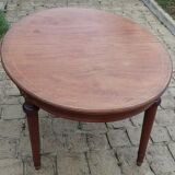 Table ancienne ovale extensible 4 pieds plateau avec marqueterie