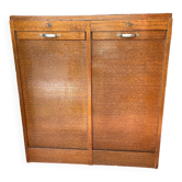 Meuble classeur double à rideau vintage époque 40/50