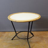 Living room in rattan and black lacquered iron by Rohe Noordwole circa 1950