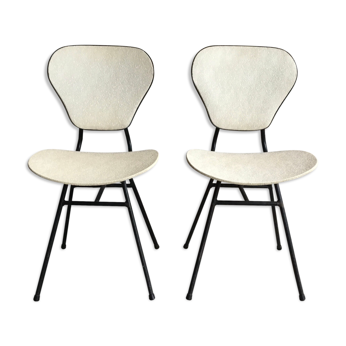 Pair of modernist chairs - black tubular base - vintage 1950