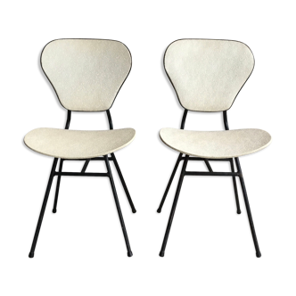 Pair of modernist chairs - black tubular base - vintage 1950