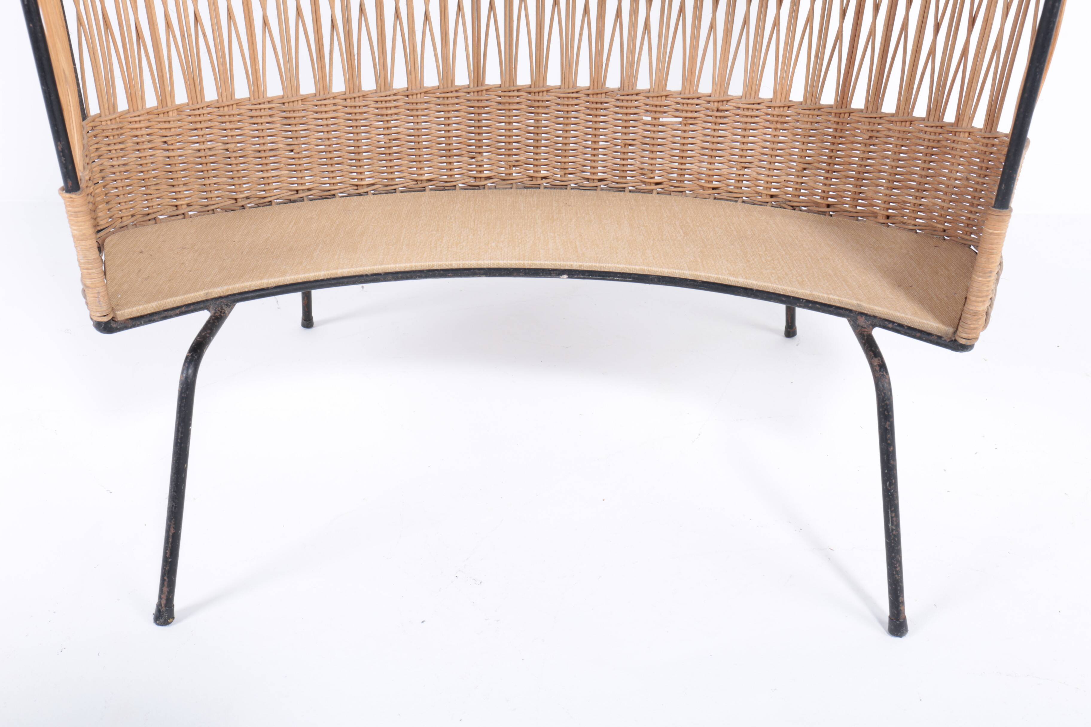 Vintage rattan and metal bar, 60s