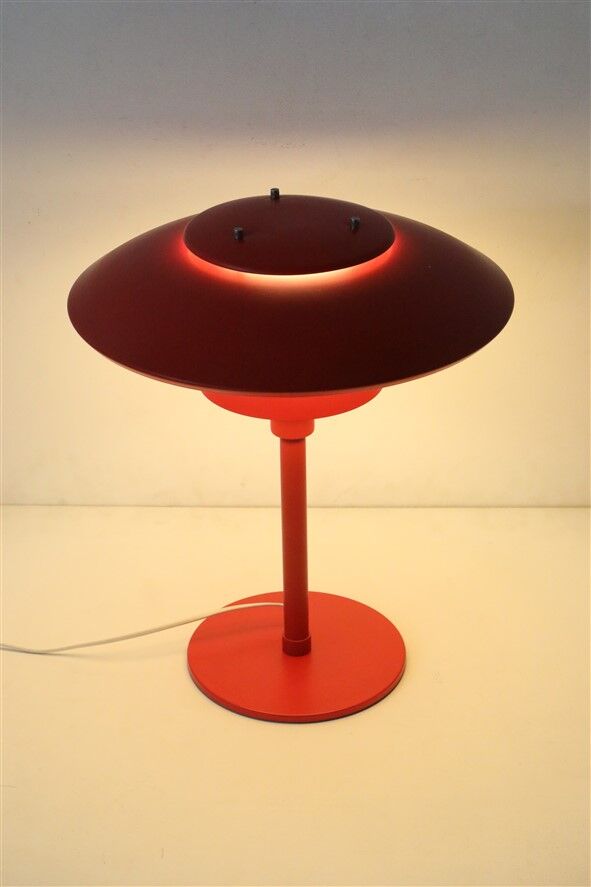 Rare lampe de bureau/table Lyskær rouge / design danois moderne / années 1970 / 1980 / postmoderne