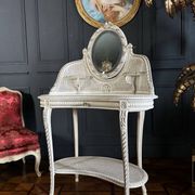 19th-century painted wood and caned dressing table in Louis XVI style.
