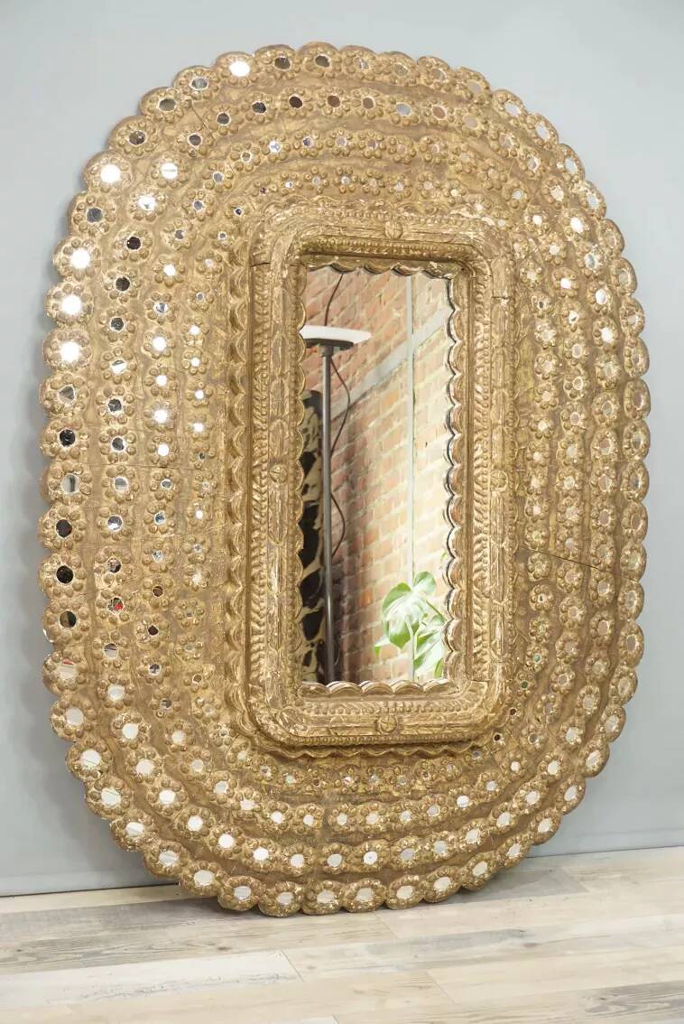 Oval carved wooden mirror 150x101cm