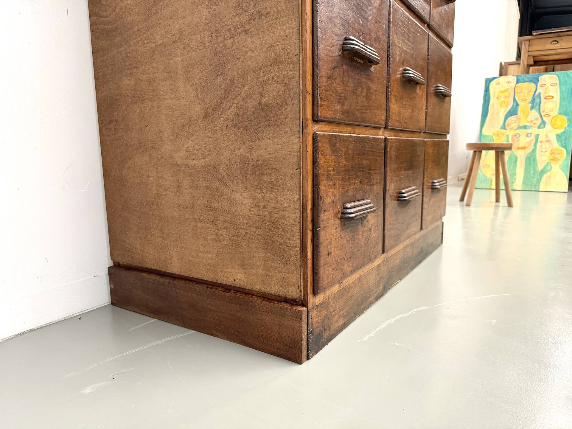 Meuble de métier ancien à 12 tiroirs, circa 1900