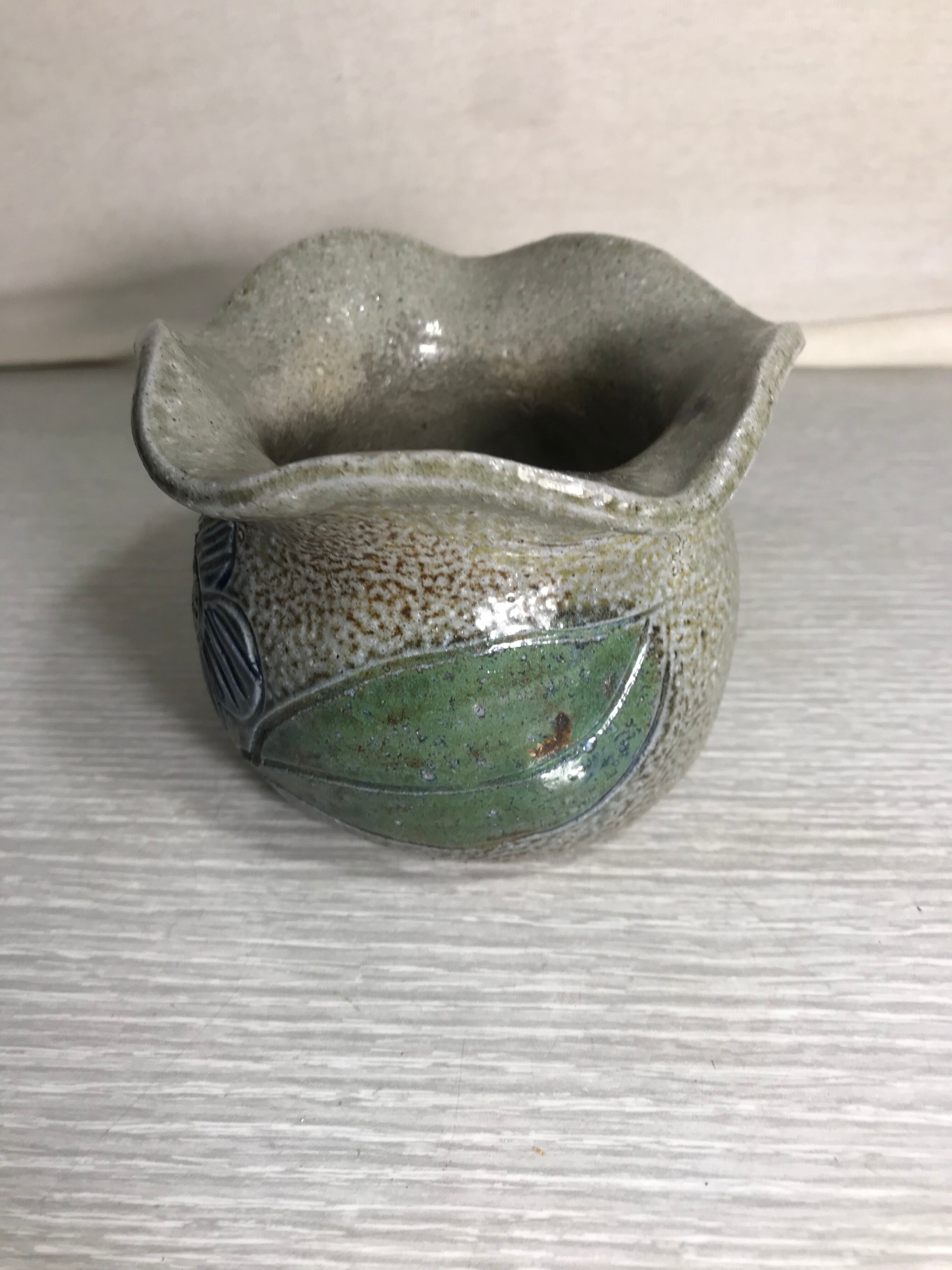 Ancient Vase in Gres Enamelled Drawing Of Flowers Col Corolle Signed Vintage