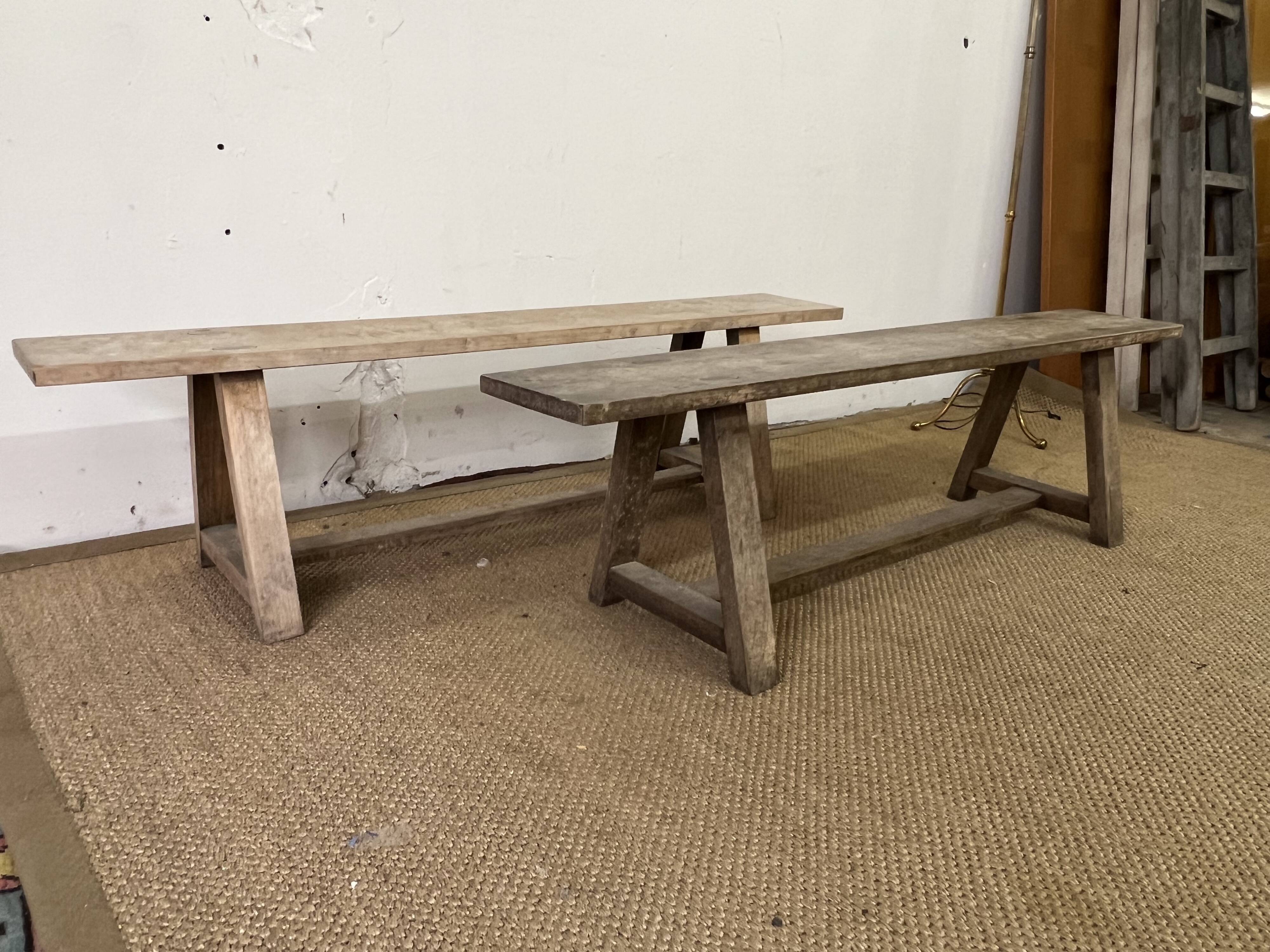 Pair of vintage wooden benches