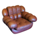 Bulky Italian leather lounge chair, 1970s