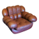 Bulky Italian leather lounge chair, 1970s