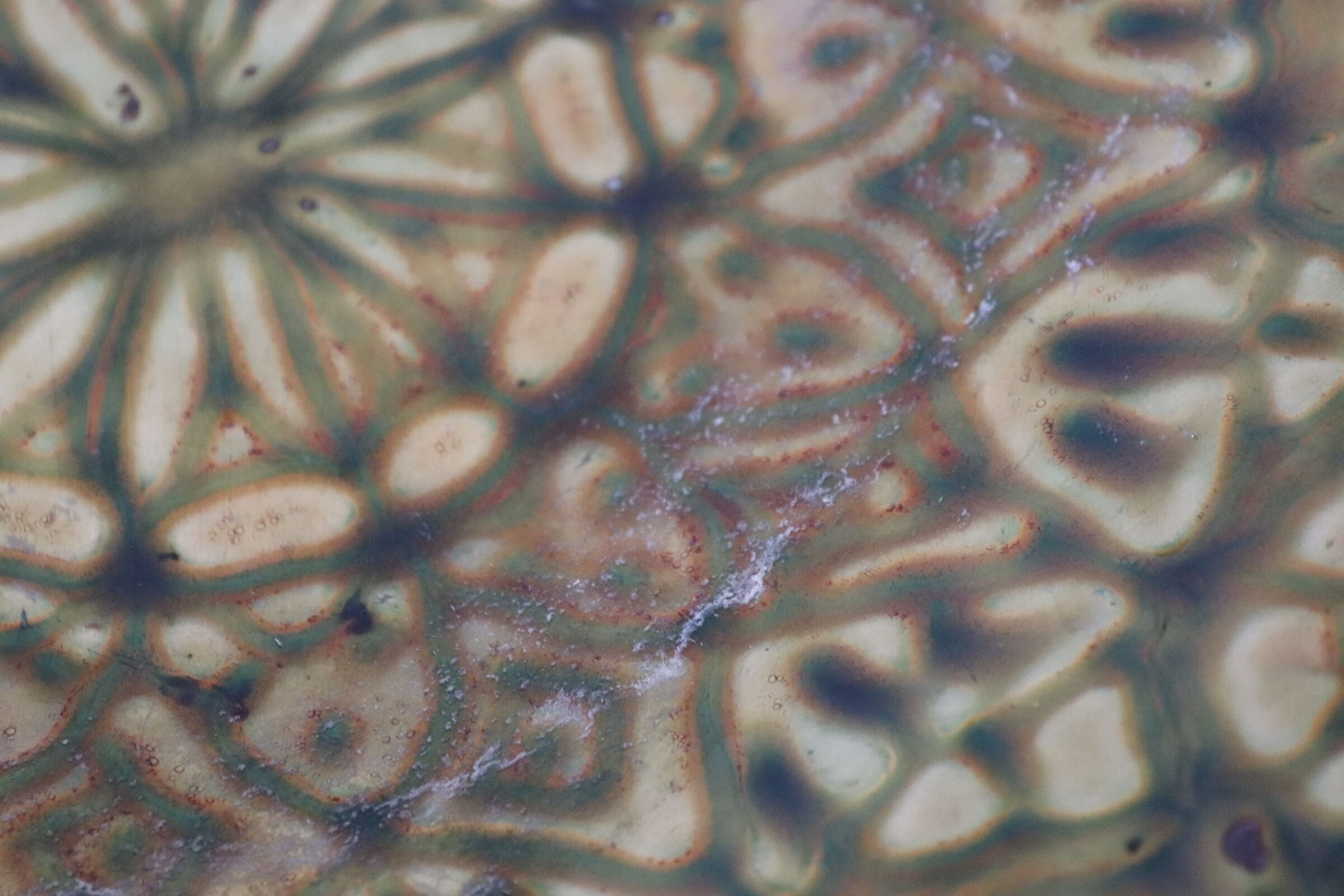 Vintage enamelled copper dish