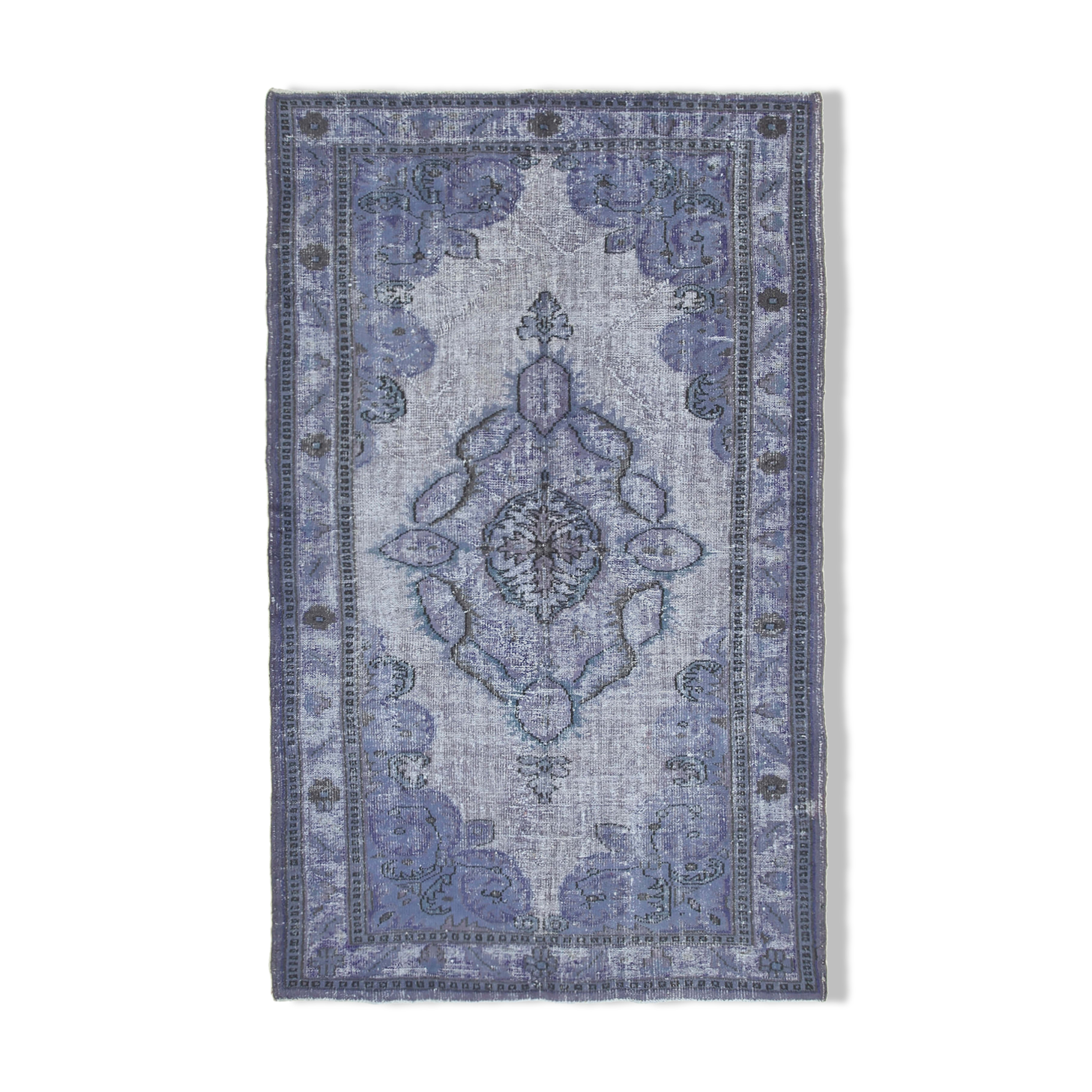 Hand-knotted rustic anatolian 1980s 174 cm x 280 cm grey carpet